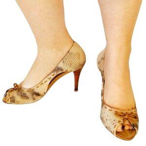 Kirsche Heels Pumps Shoes Peep Toe Snakeskin WOMEN'S Woman's Size 7